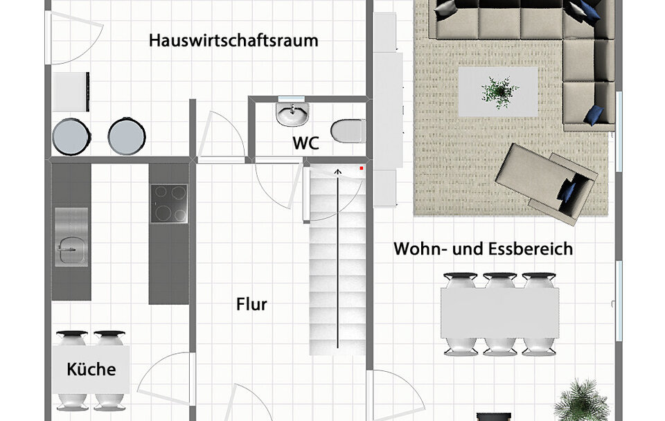 Grundriss Erdgeschoss (nicht maßstabsgetreu)