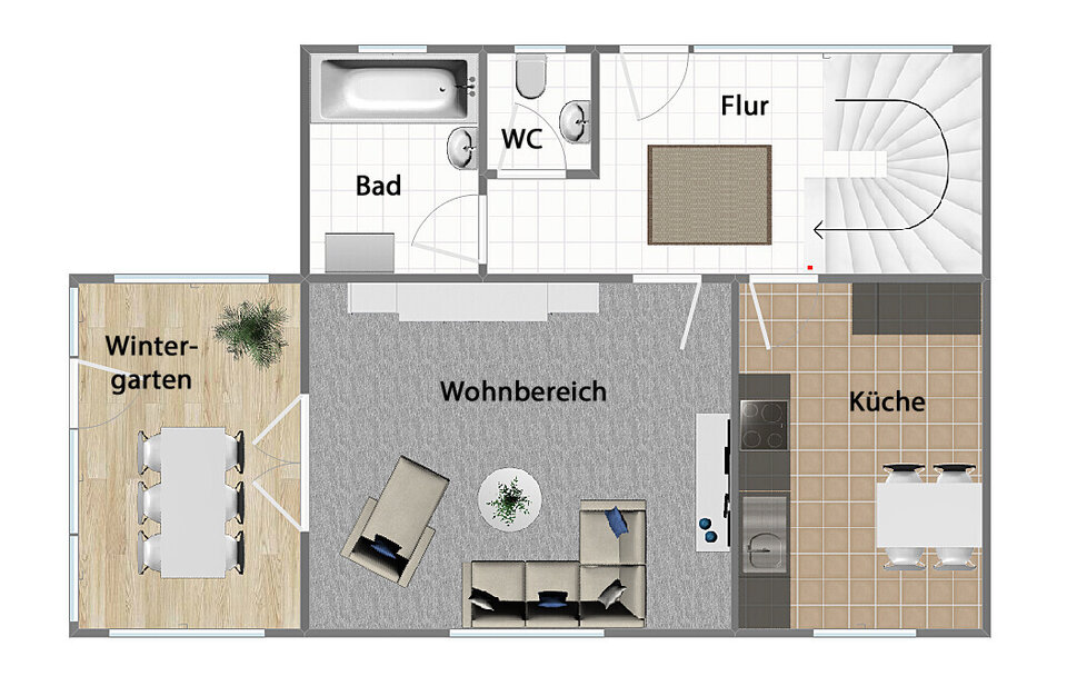 Grundriss Erdgeschoss (nicht maßstabsgetreu)