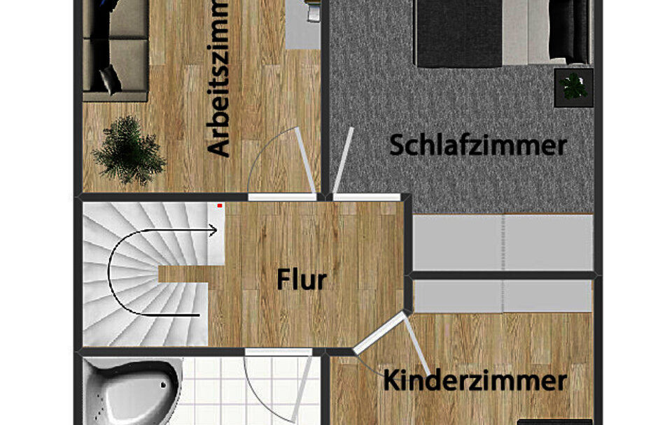Grundriss Obergeschoss (nicht maßstabsgetreu)