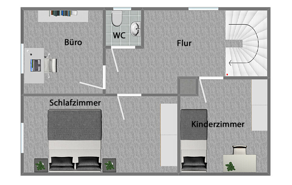 Grundriss Obergeschoss (nicht maßstabsgetreu)