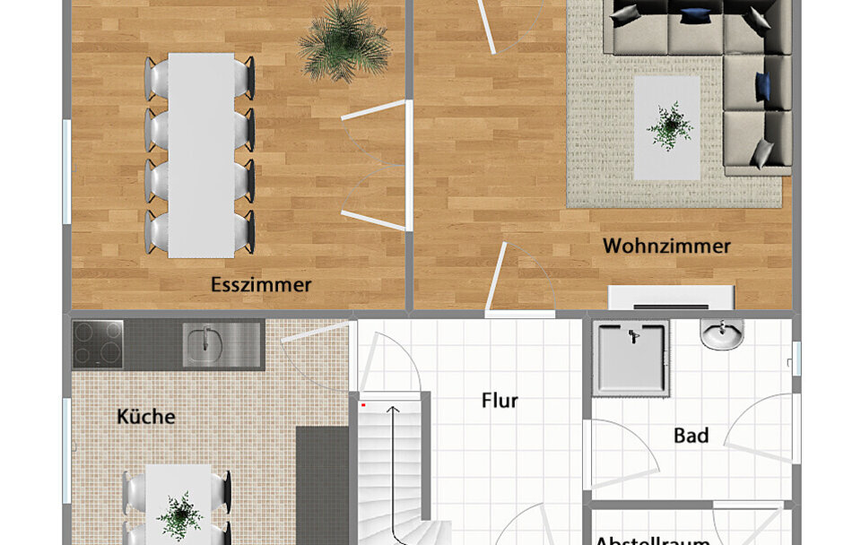 Grundriss Erdgeschoss (nicht maßstabsgetreu)